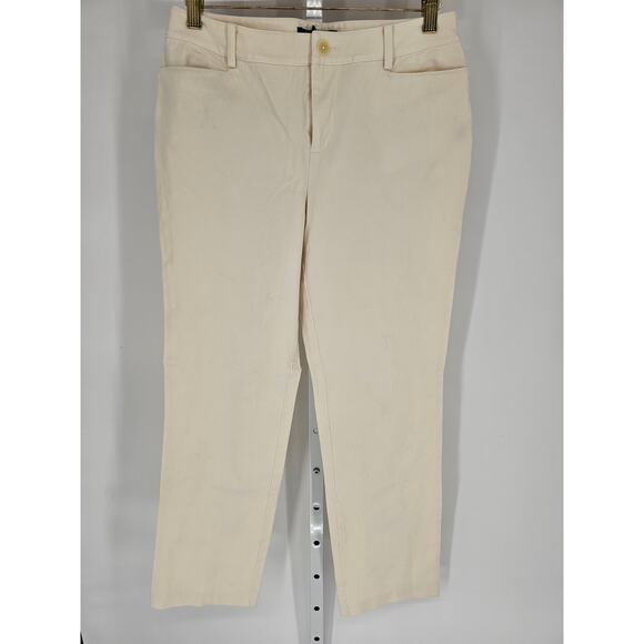 Lauren by Ralph Lauren Women's Cream Mid Rise Casual Cotton Jeans Size 6 - Picture 1 of 5